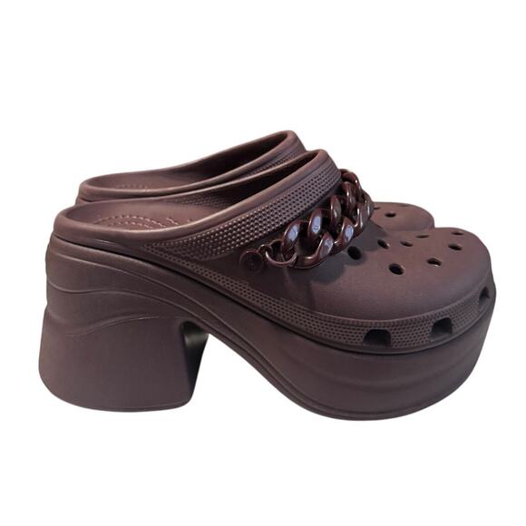 Crocs Siren Chain Clog Dark Cherry Heels 4” Platform Women’s 8 New Without Box - Picture 1 of 6